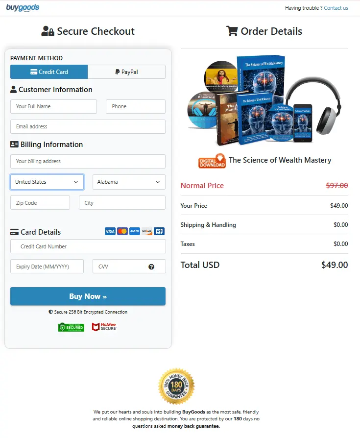 The Science of Wealth Mastery Checkout Page